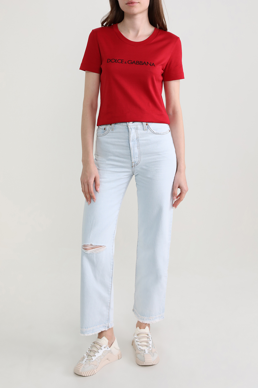 מכנסי ג'ינס ריבקייג' קרופ בגזרה ישרה